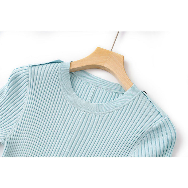 Robe Midi Bohème en Maille Ceinturée pour Vacances — bleu clair — détail 3 | Porivana