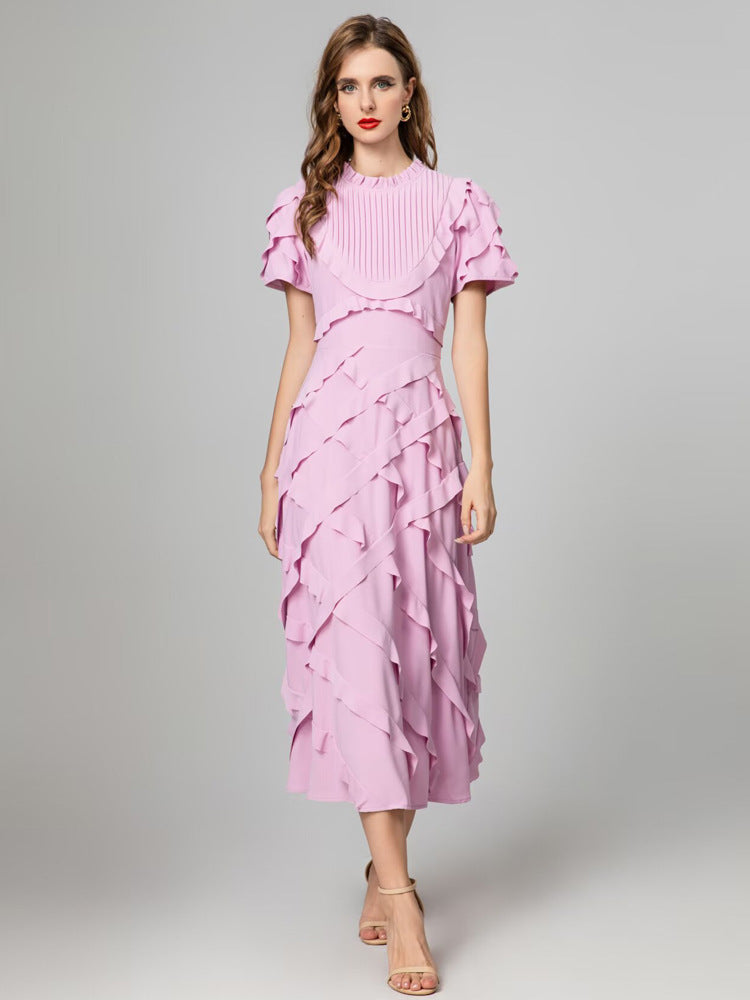 Robe Courte Drapée à Volants pour Soirée Cocktail — vue principale | Porivana
