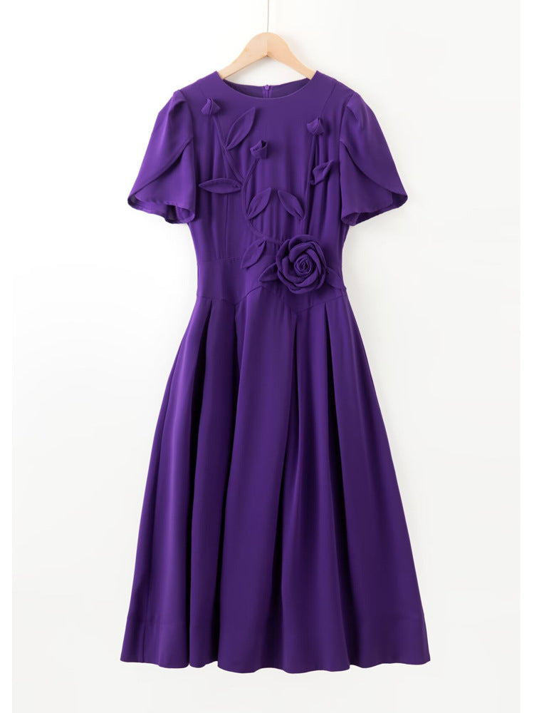 Robe Courte Cintrée à Fleur 3D pour Soirée Cocktail — détail 4 | Porivana