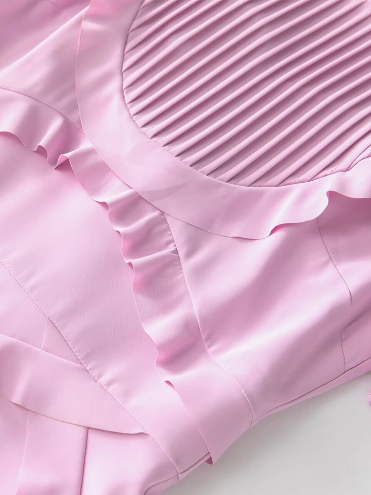 Robe Courte Drapée à Volants pour Soirée Cocktail — détail 2 | Porivana