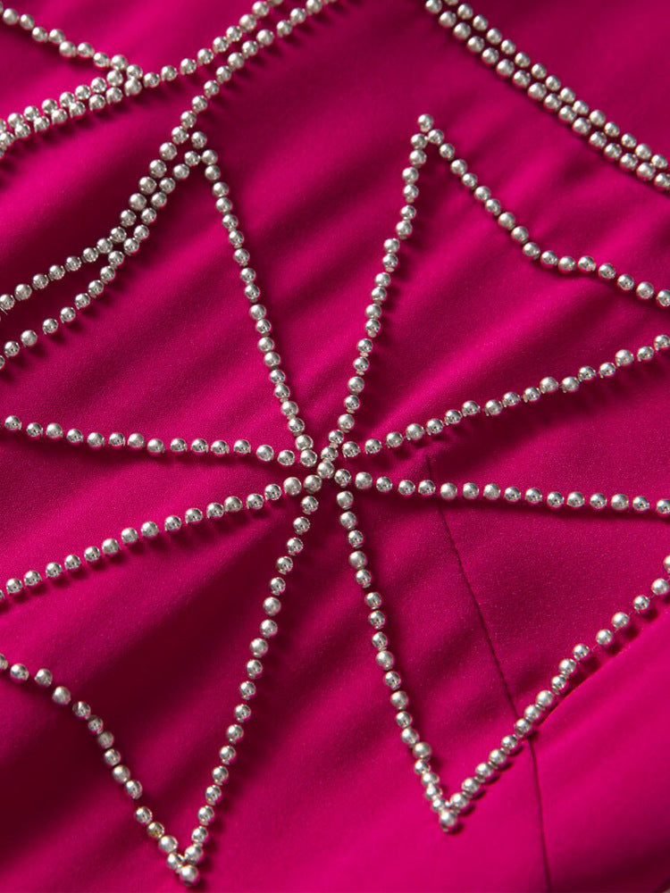 Robe Courte Brodée à Étages pour Plage — rose fuchsia — détail 4 | Porivana