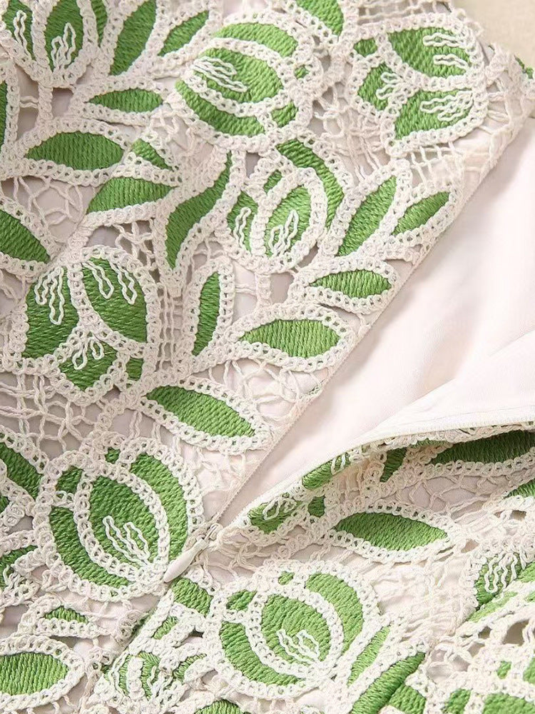 Robe Courte en Dentelle à Manches Bouffantes pour le Quotidien — détail 4 | Porivana