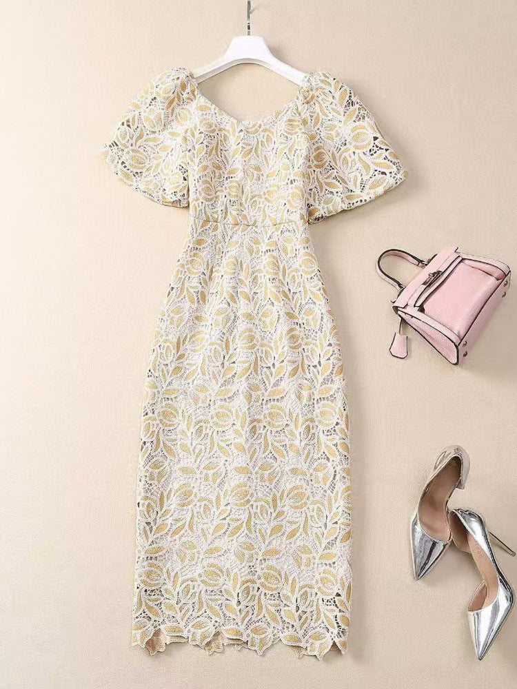 Robe Courte en Dentelle à Manches Bouffantes pour le Quotidien — détail 2 | Porivana