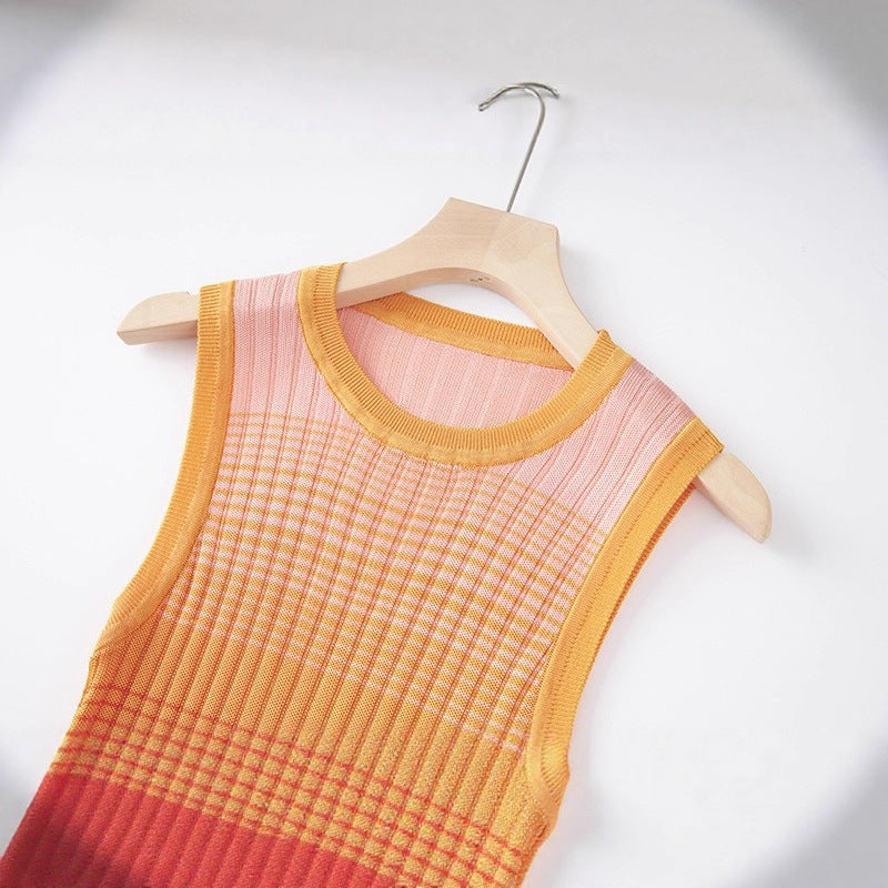 Robe Longue Fluide Dégradée Minimaliste pour Soirée — orange — détail 2 | Porivana