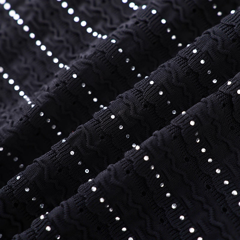 Robe Midi Boutonnée en Maille Ajourée pour Soirée — détail 4 | Porivana