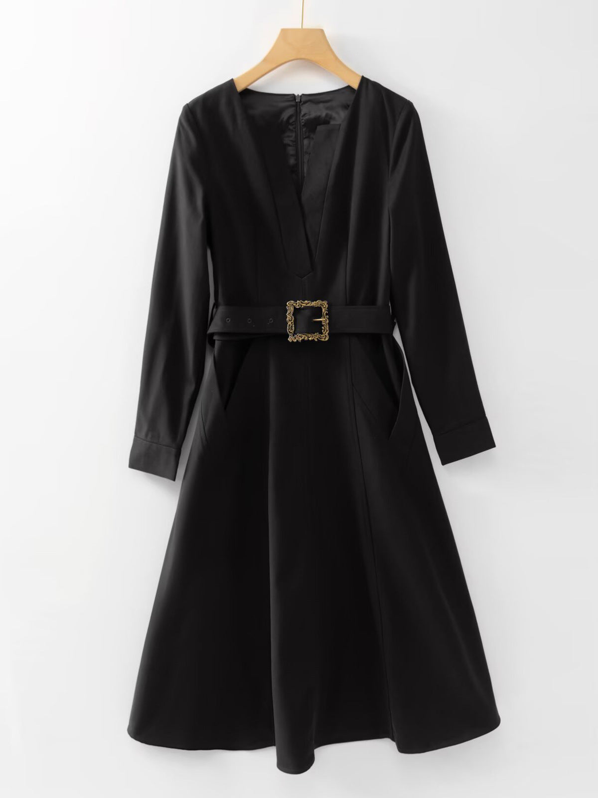 Robe Midi Ceinturée à Manches Longues pour Gala — détail 4 | Porivana