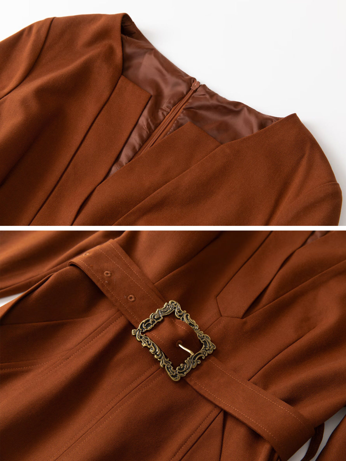 Robe Midi Ceinturée à Manches Longues pour Gala — détail 2 | Porivana