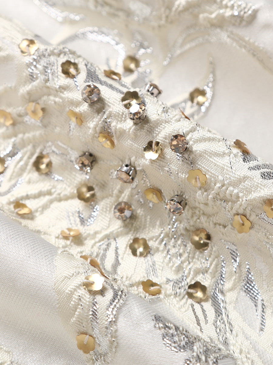 Robe d'Été Asymétrique pour Soirée Estivale — blanc — détail 4 | Porivana
