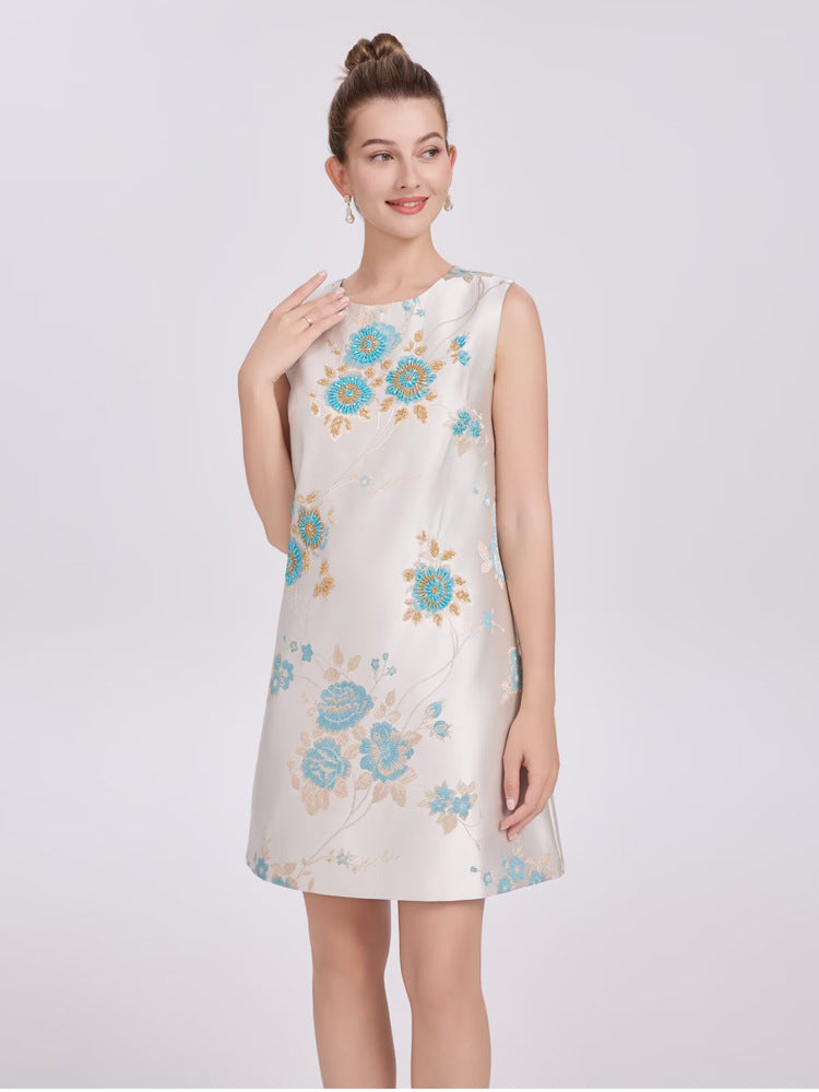 Robe d'Été Midi Fluide pour Balade — blanc — détail 2 | Porivana