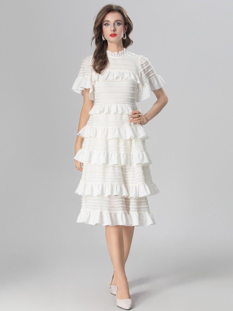 Robe en Maille Côtelée à Volants Romantiques pour Automne — vue principale | Porivana