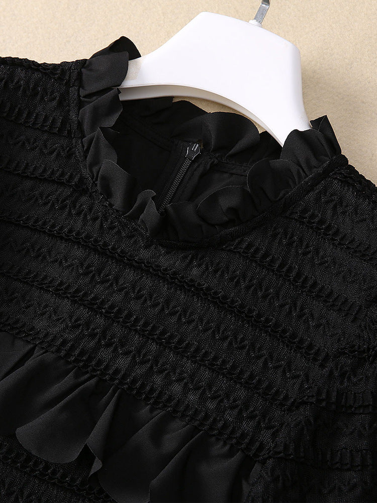 Robe en Maille Côtelée à Volants Romantiques pour Automne — détail 2 | Porivana