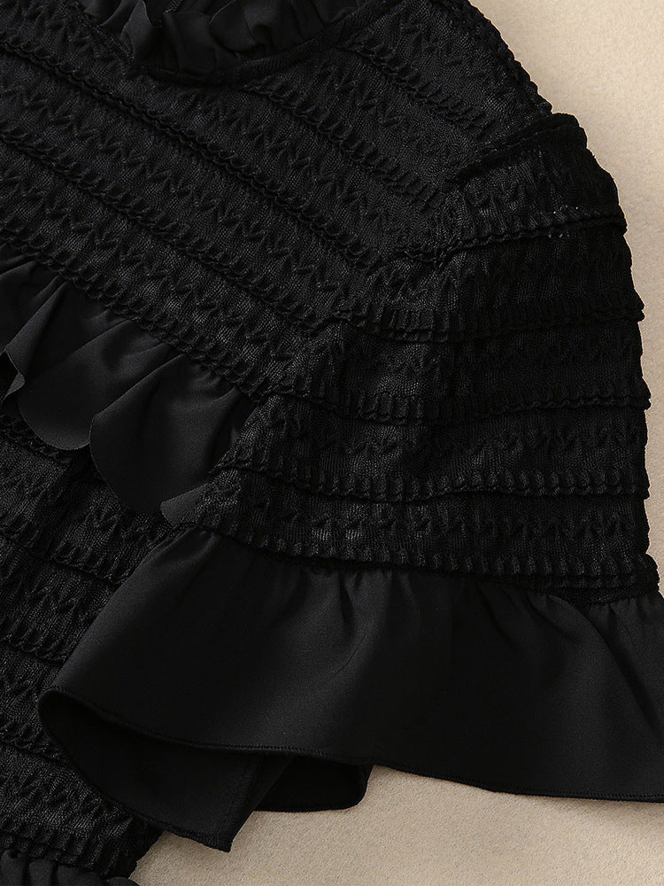 Robe en Maille Côtelée à Volants Romantiques pour Automne — détail 3 | Porivana