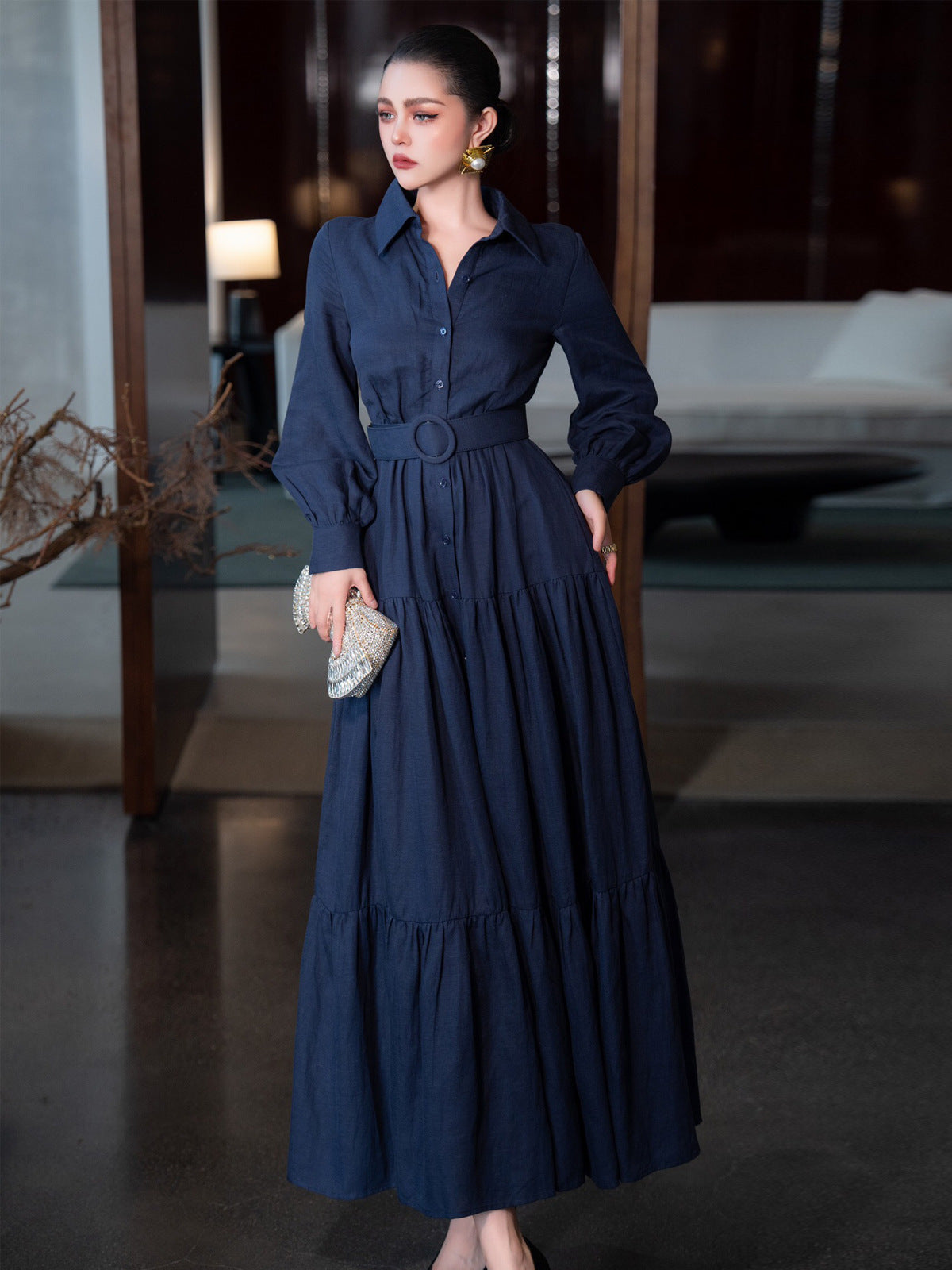 Robe Longue Fluide à Volants pour Vacances — porté en situation | Porivana